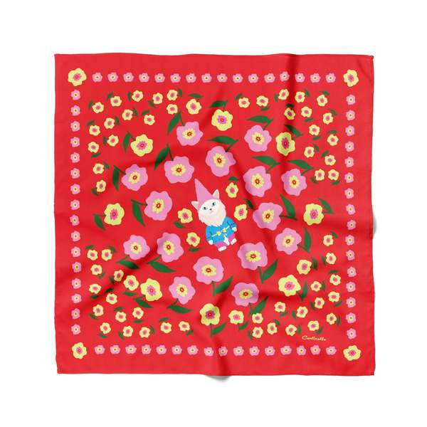 Centinelle Cat Garden Gnome Cotton Silk Bandana