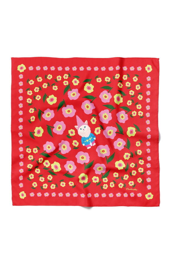 Centinelle Cat Garden Gnome Cotton Silk Bandana