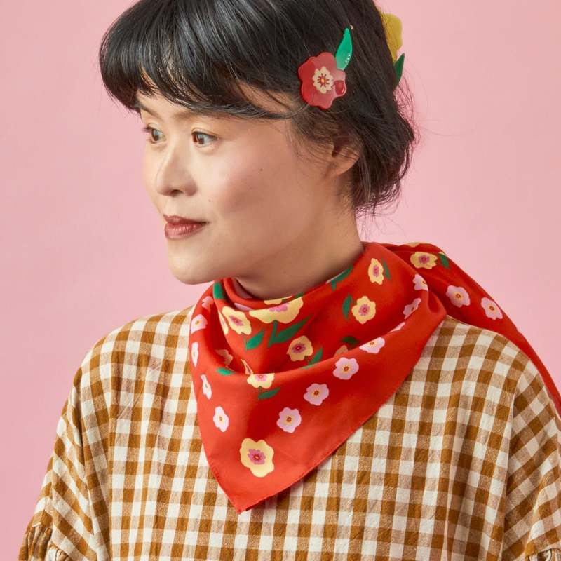 Centinelle Cat Garden Gnome Cotton Silk Bandana