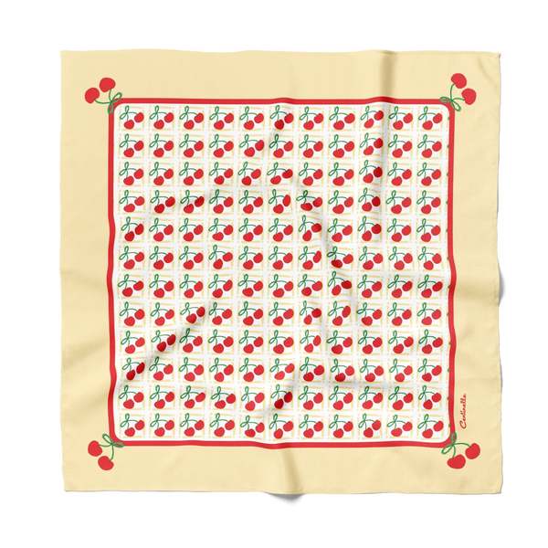 Centinelle Cherry Cotton Silk Bandana - Cherry