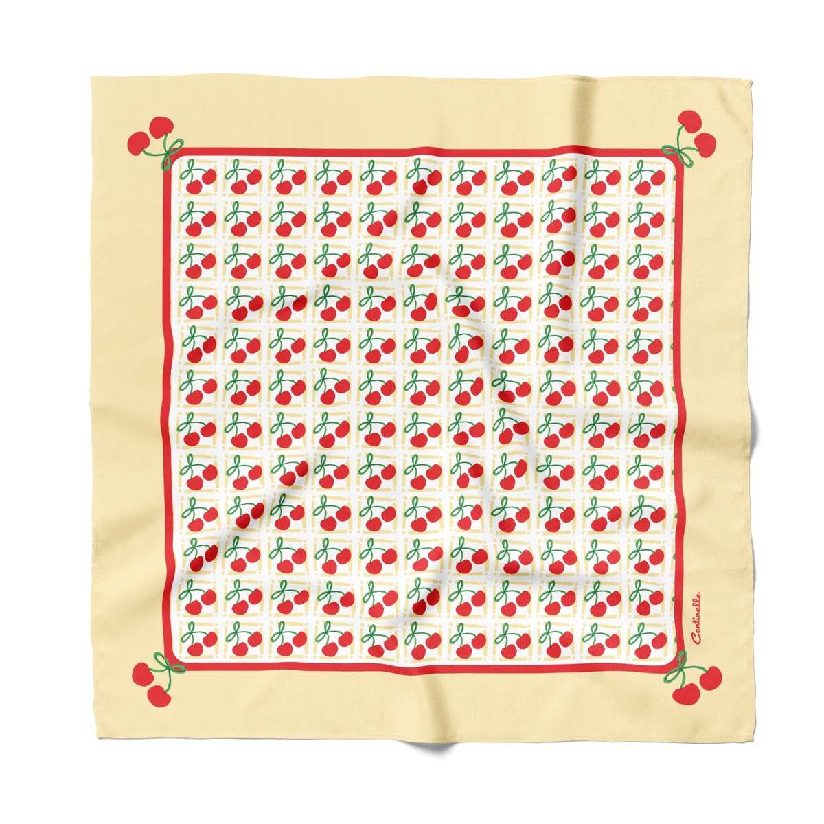 Centinelle Cherry Cotton Silk Bandana - Cherry - Image 1 of 2