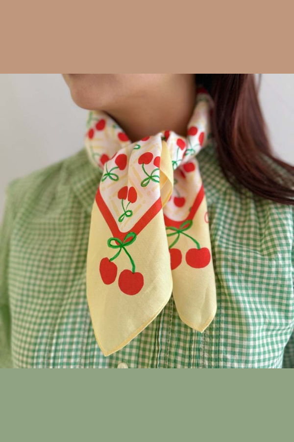 Centinelle Cherry Cotton Silk Bandana - Cherry