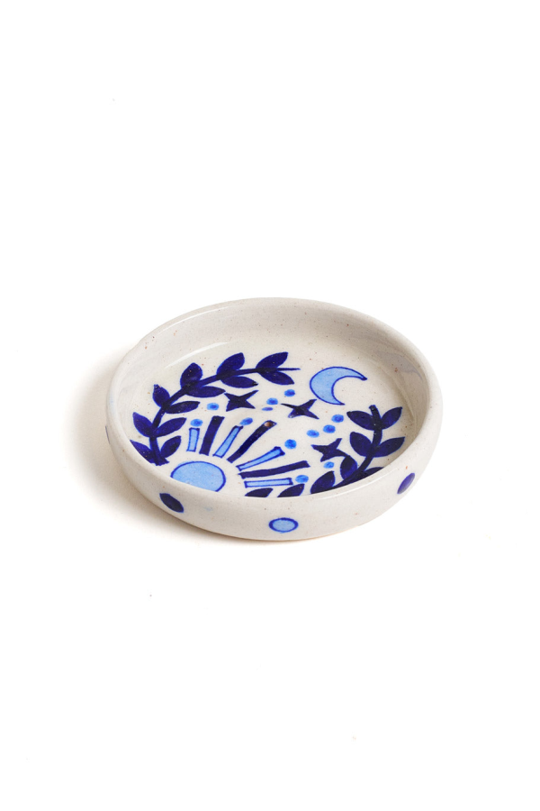 Matr Boomie Lalita Round Incense Holder - Blue & White
