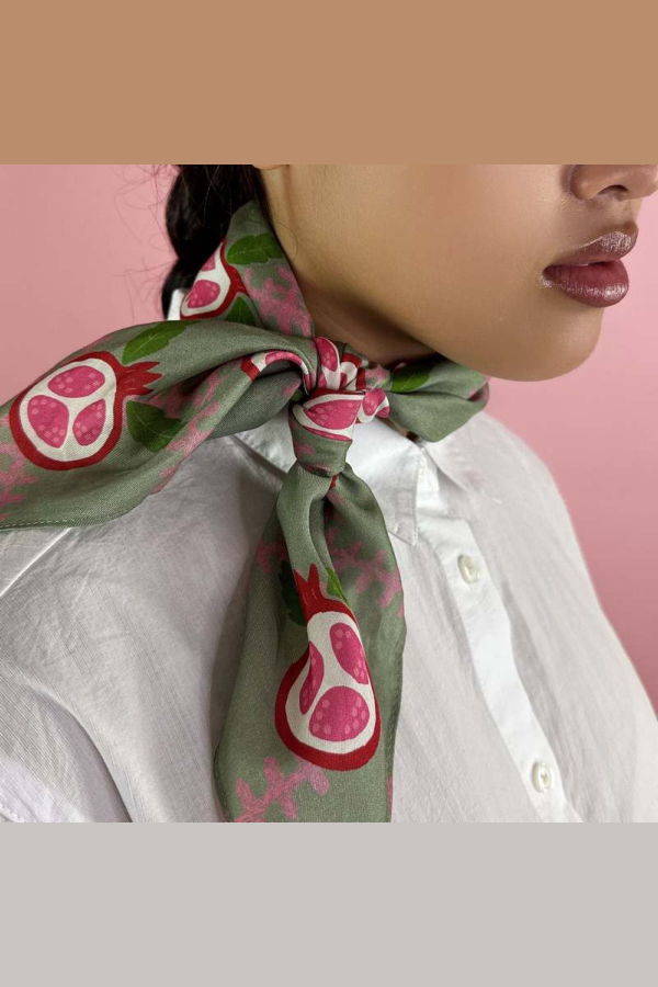 Centinelle Pomegranate Cotton Silk Bandana