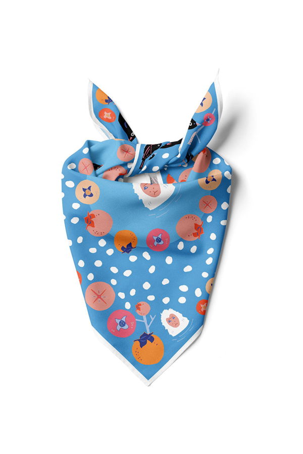 Centinelle Snow Monkey and Persimmons Cotton Silk Bandana