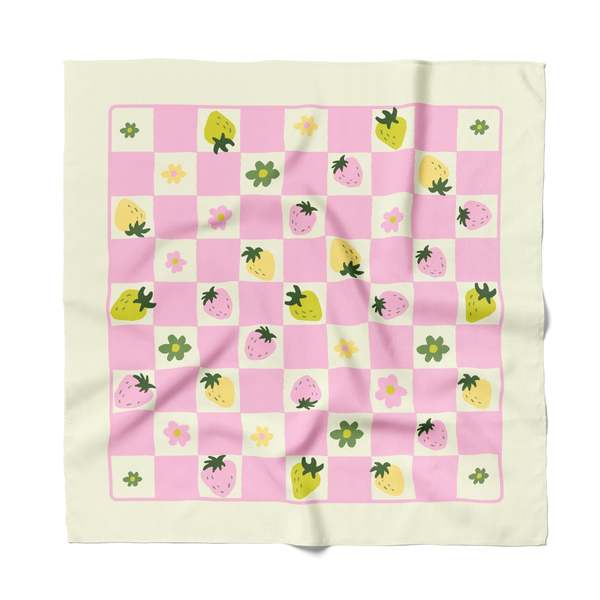 Centinelle Strawberry Checkers Cotton Silk Bandana