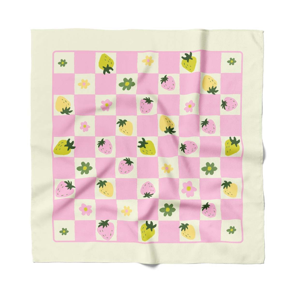 Centinelle Strawberry Checkers Cotton Silk Bandana - Image 1 of 2