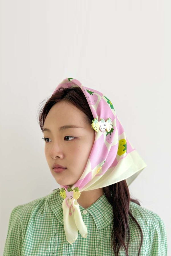 Centinelle Strawberry Checkers Cotton Silk Bandana
