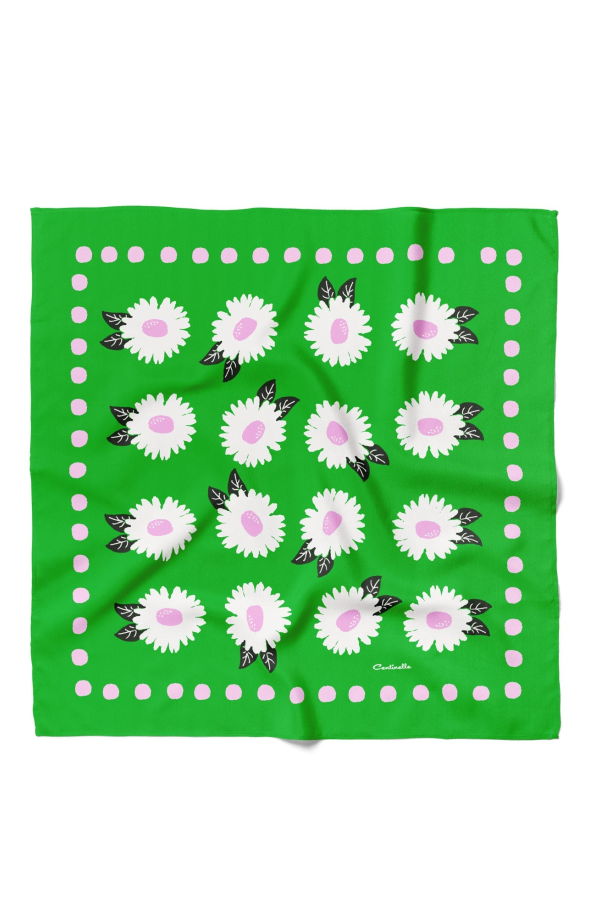 Centinelle White Flower Cotton Silk Bandana