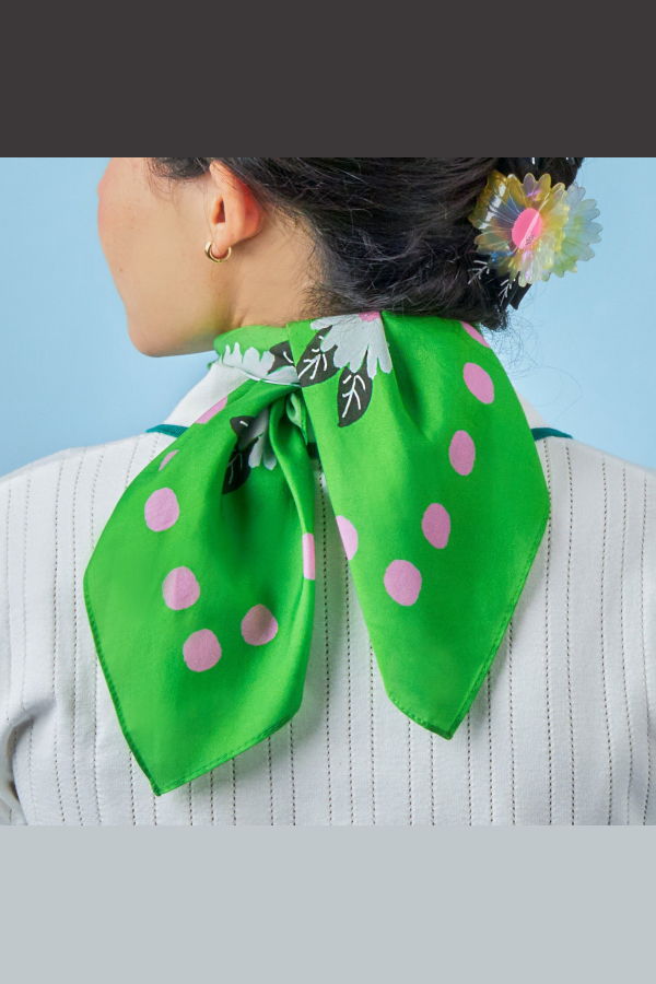 Centinelle White Flower Cotton Silk Bandana