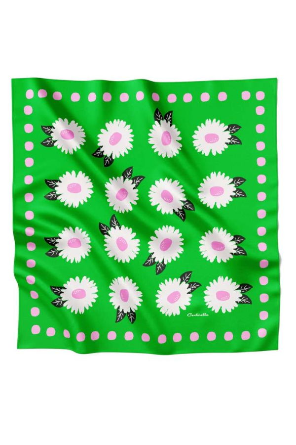 Centinelle White Flower Silk Large Square Scarf