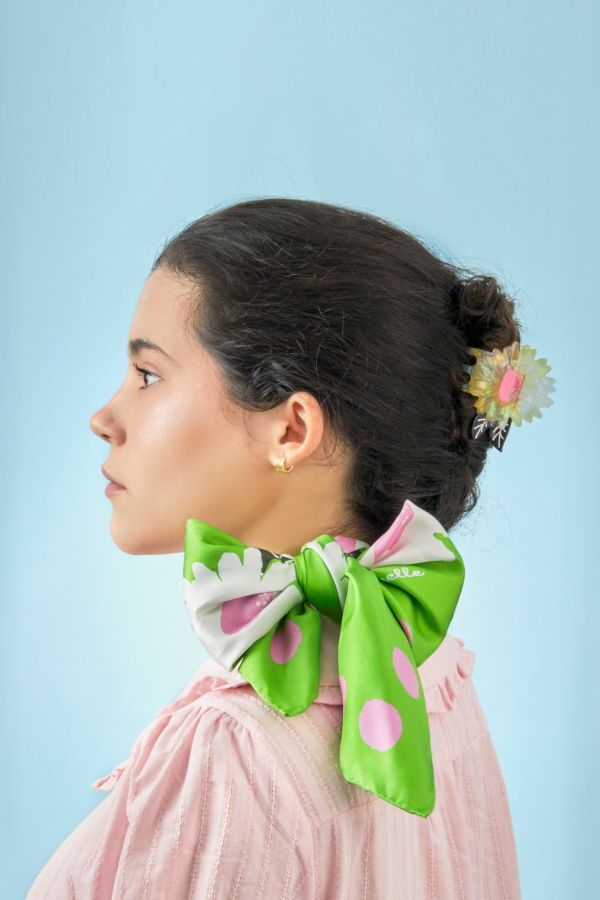 Centinelle White Flower Silk Large Square Scarf