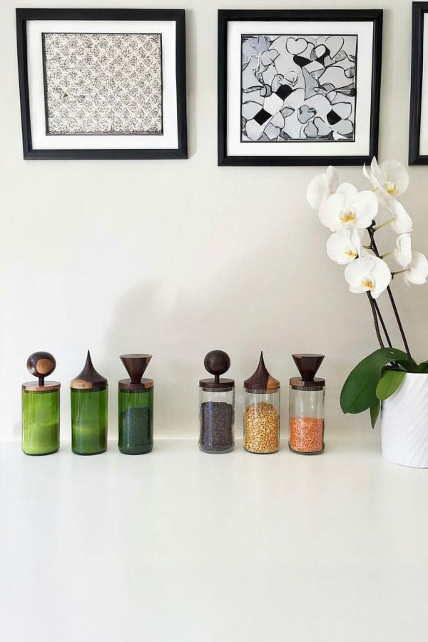 Kanju Interiors Wooden Topped Apothecary Jar - Green