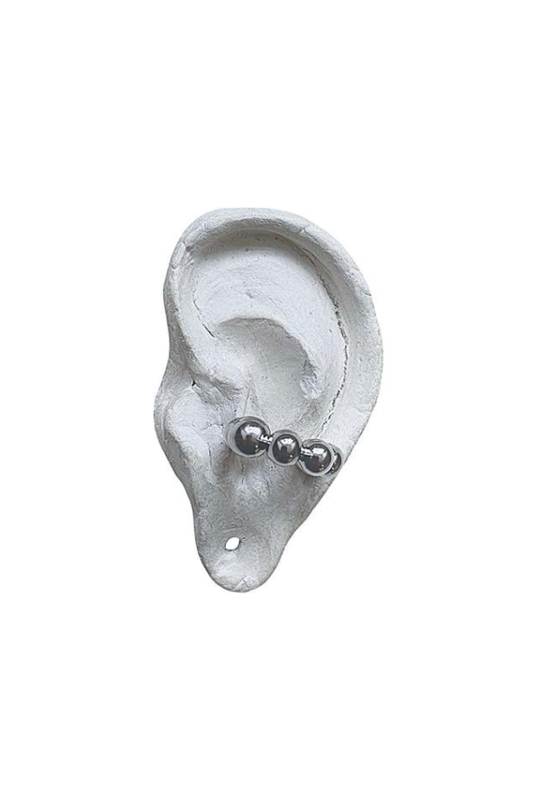 London Atelier Byproduct Silver C Shaped Hoop Ball Clip Earrings
