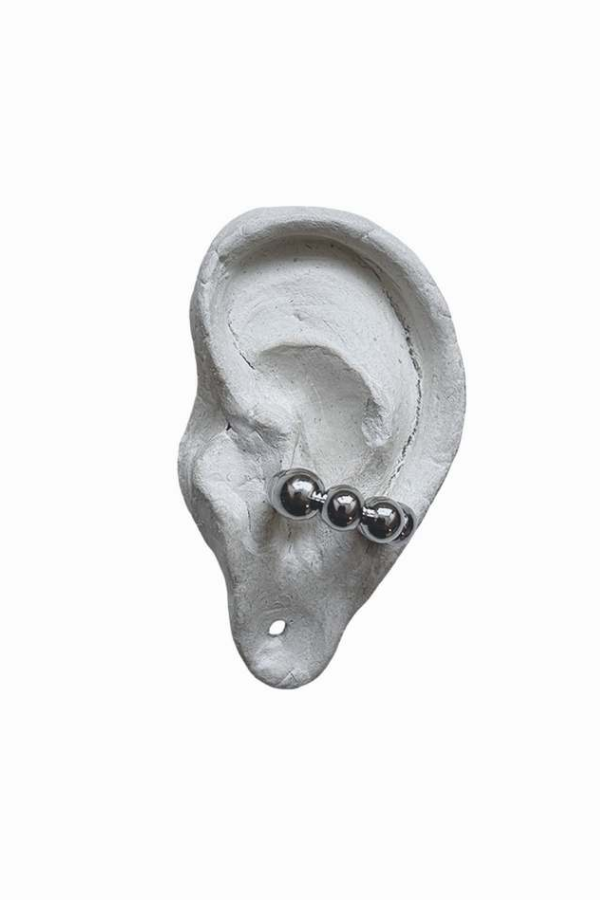London Atelier Byproduct Silver C Shaped Hoop Ball Clip Earrings