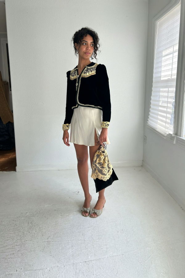 Vintage Horizons Velvet Jacket and Bag Set