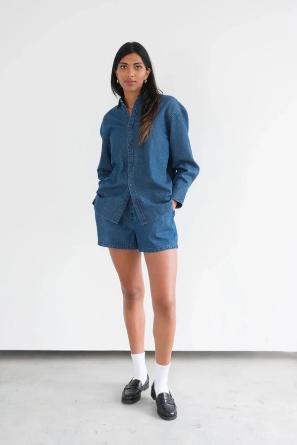 Brunette the Label Dark Denim Boxer Shorts - Dark Denim