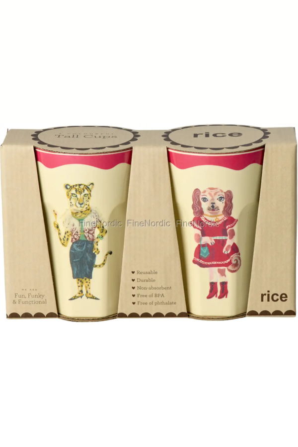 KIDS Rice By Rice Melamine Tall Cup Nathalie Lété Red Kiss Gift Box Cup Set