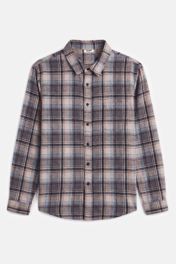 Blue&Cream Brandon Flannel Shirt - Grey Plaid