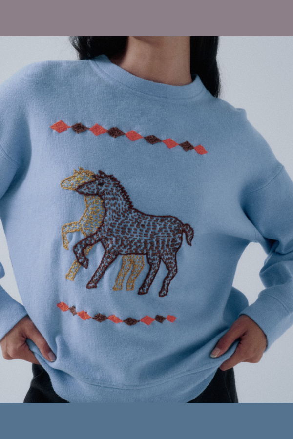 SAYAKA DAVIS NEW YORK OTAKARA NYC x SAYAKA DAVIS Fire Horse Knit Sweatshirt