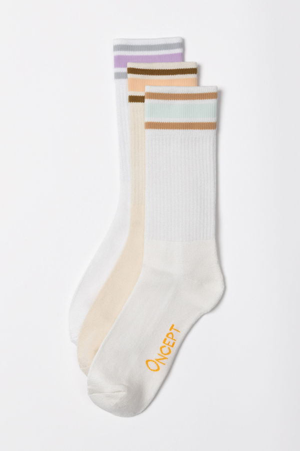 Oncept Stripe Crew Sock (3 Pack) - Desert Multi