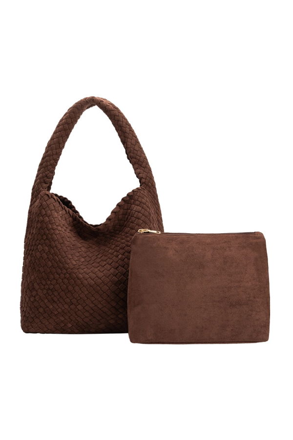Melie Bianco Johanna Tobacco Suede Vegan Shoulder Bag