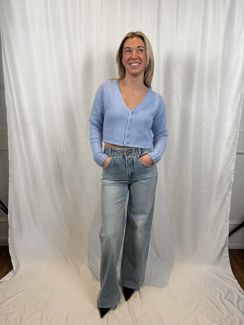 SABLYN Bianco Cropped V-Neck Cardigan