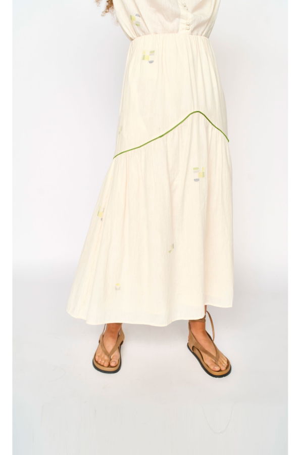 Mirth Brighton Skirt - Lime Jamdani