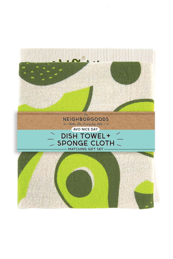 The Neighborgoods Avocado Dish Towel + Sponge Cloth Gift Set