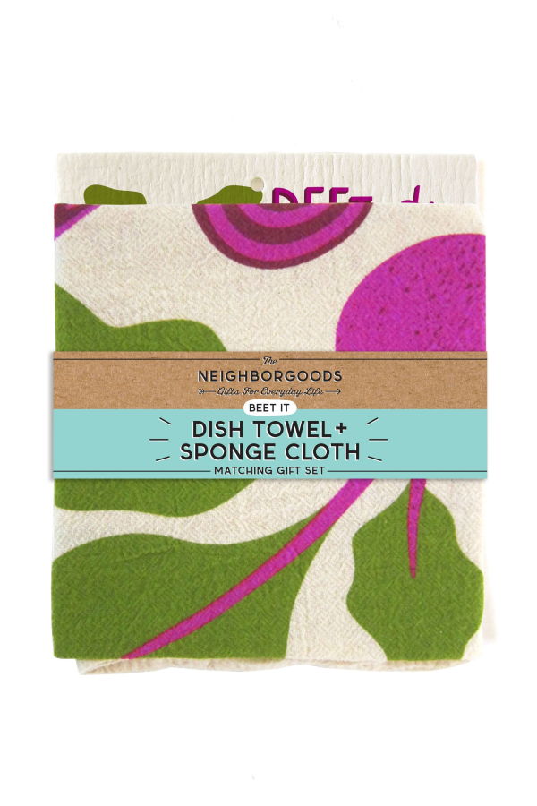 The Neighborgoods Beet Dish Towel + Sponge Cloth Gift Set