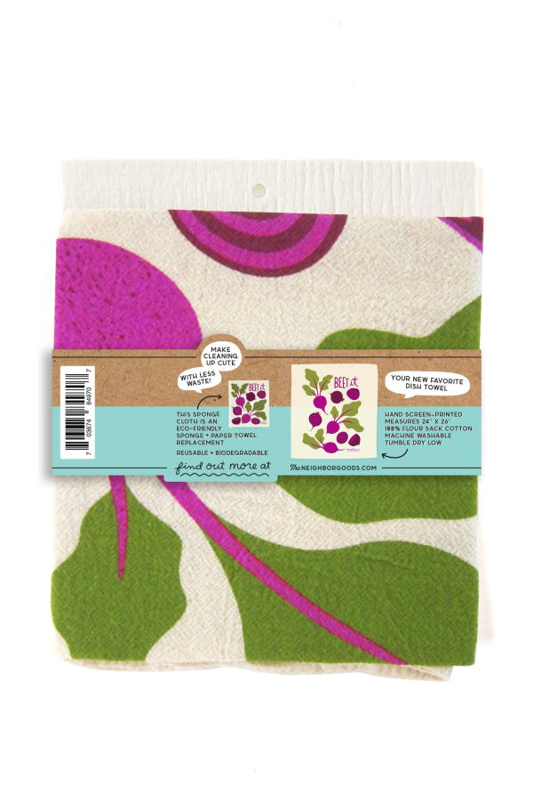 The Neighborgoods Beet Dish Towel + Sponge Cloth Gift Set