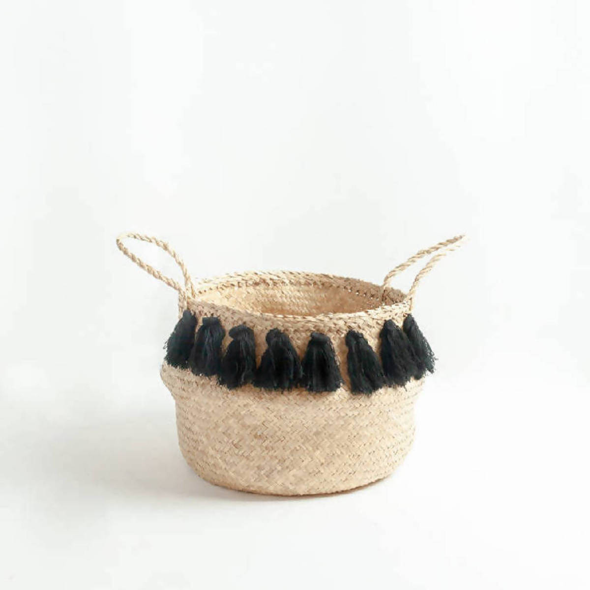 Creative Women Black Tasseled Belly Basket - Image 2 of 4
