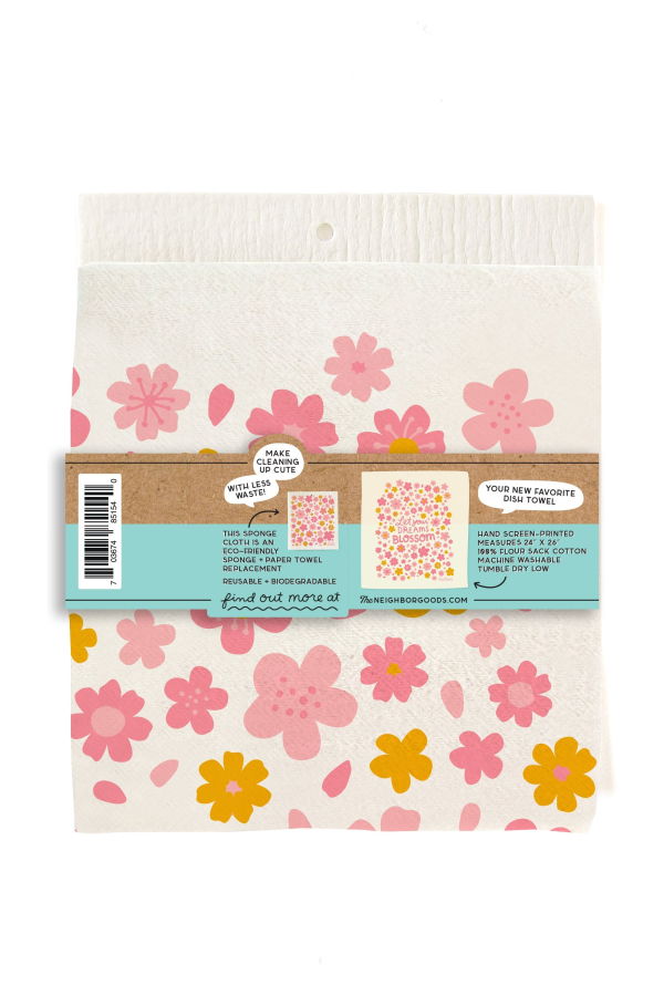 The Neighborgoods Blossoms Dish Towel + Sponge Cloth Gift Set