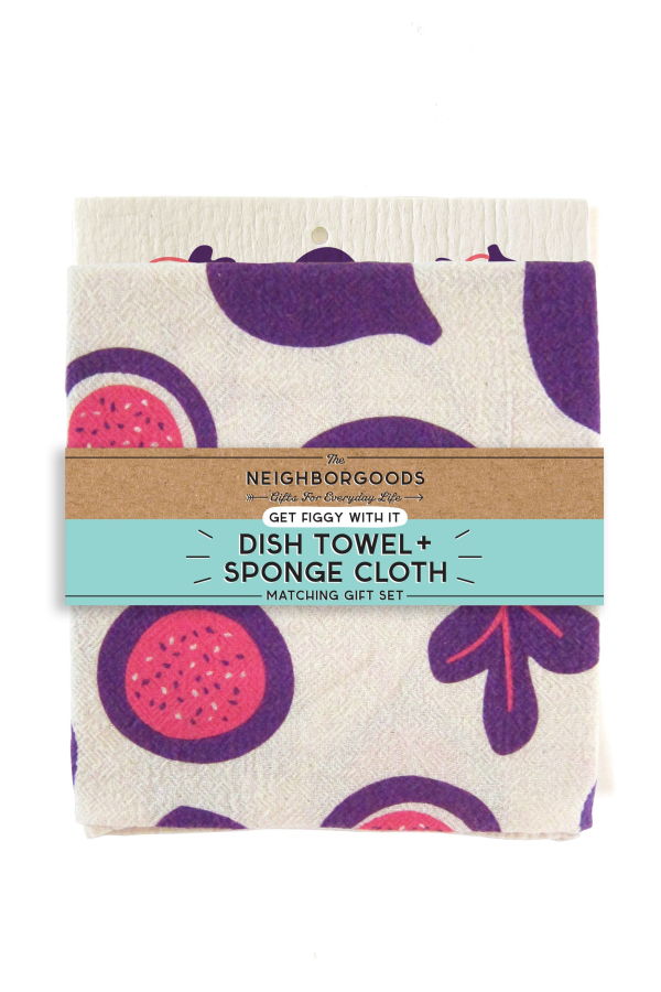 The Neighborgoods Fig Dish Towel + Sponge Cloth Gift Set