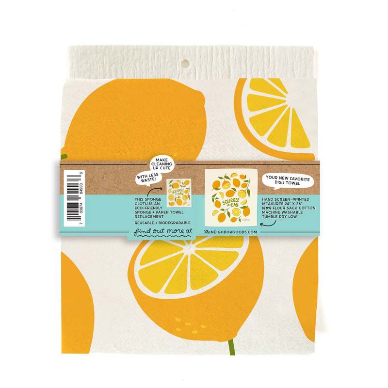 The Neighborgoods Lemon Dish Towel + Sponge Cloth Gift Set