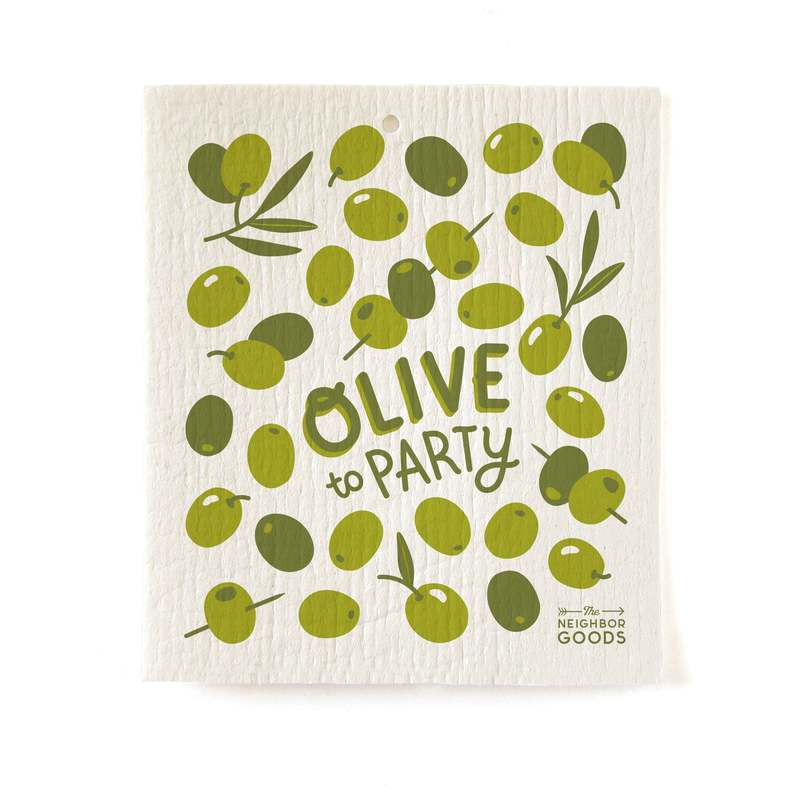 The Neighborgoods Olive Dish Towel + Sponge Cloth Gift Set