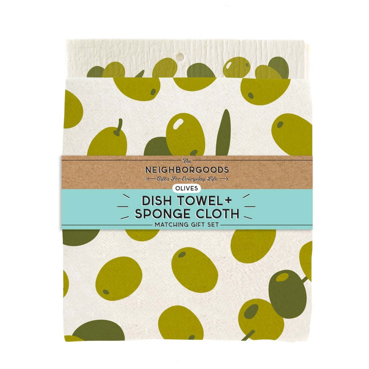 The Neighborgoods Olive Dish Towel + Sponge Cloth Gift Set - Image 5 of 6