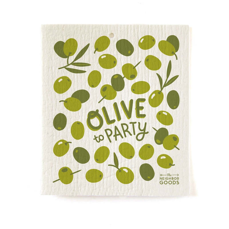 The Neighborgoods Olive Dish Towel + Sponge Cloth Gift Set