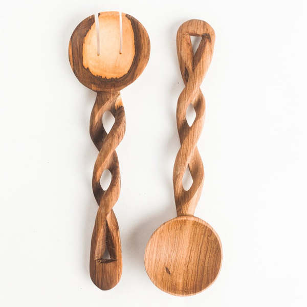 Creative Women Olive Wood Spiral Servers