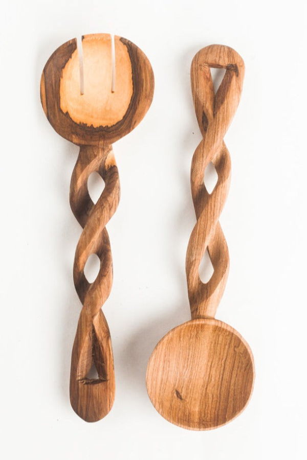 Creative Women Olive Wood Spiral Servers