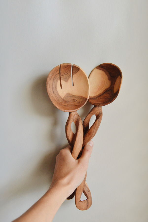 Creative Women Olive Wood Spiral Servers