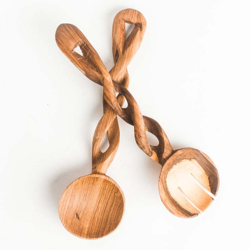 Creative Women Olive Wood Spiral Servers