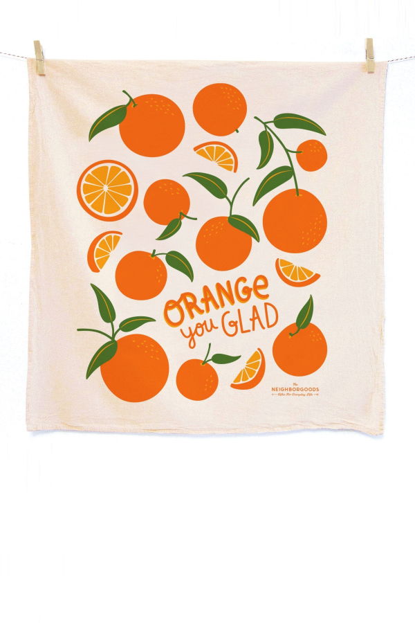 The Neighborgoods Orange Dish Towel + Sponge Cloth Gift Set