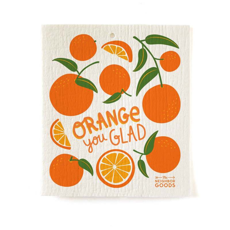 The Neighborgoods Orange Dish Towel + Sponge Cloth Gift Set