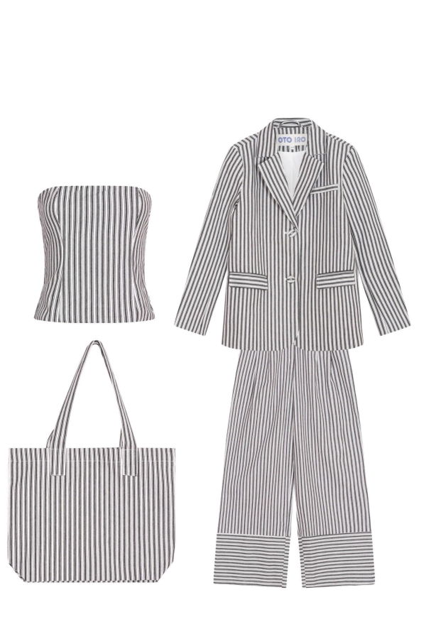 London Atelier Byproduct Blazer Trousers Corset and Tote Bag Set