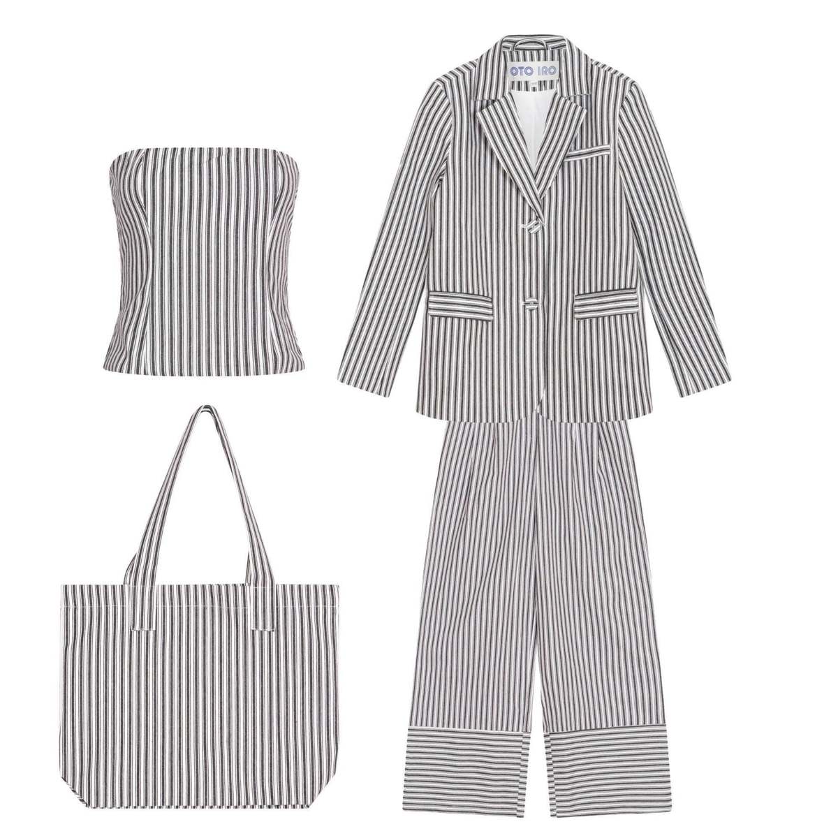 London Atelier Byproduct Blazer Trousers Corset and Tote Bag Set - Image 1 of 11