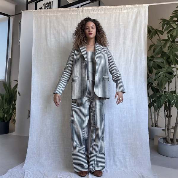 London Atelier Byproduct Blazer Trousers Corset and Tote Bag Set