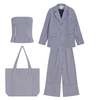 London Atelier Byproduct Blazer Trousers Corset and Tote Bag Four Piece Set - Blue/White Stripe - Thumbnail 3
