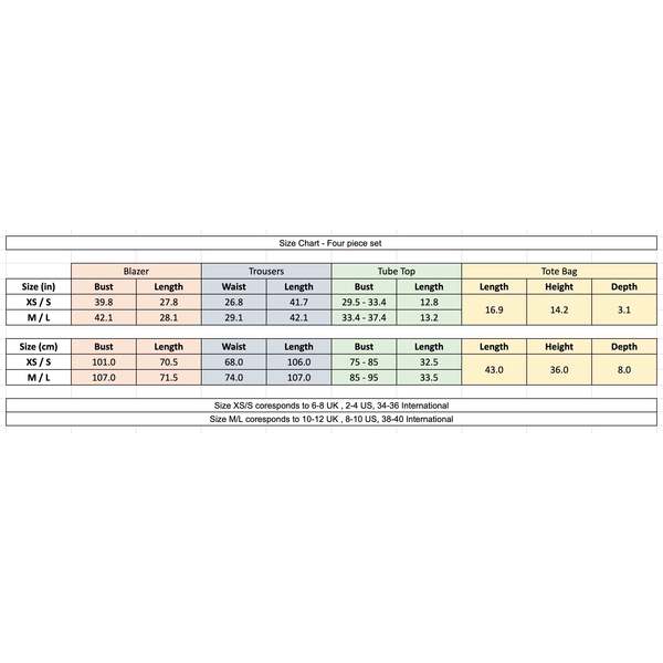 London Atelier Byproduct Blazer Trousers Corset and Tote Bag Four Piece Set - Blue/White Stripe