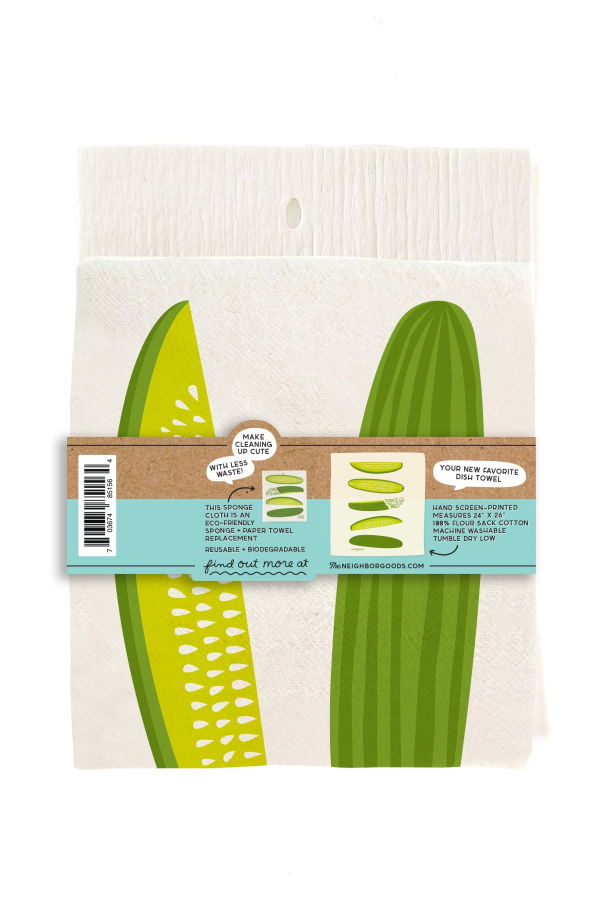 The Neighborgoods Pickle Dish Towel + Sponge Cloth Gift Set